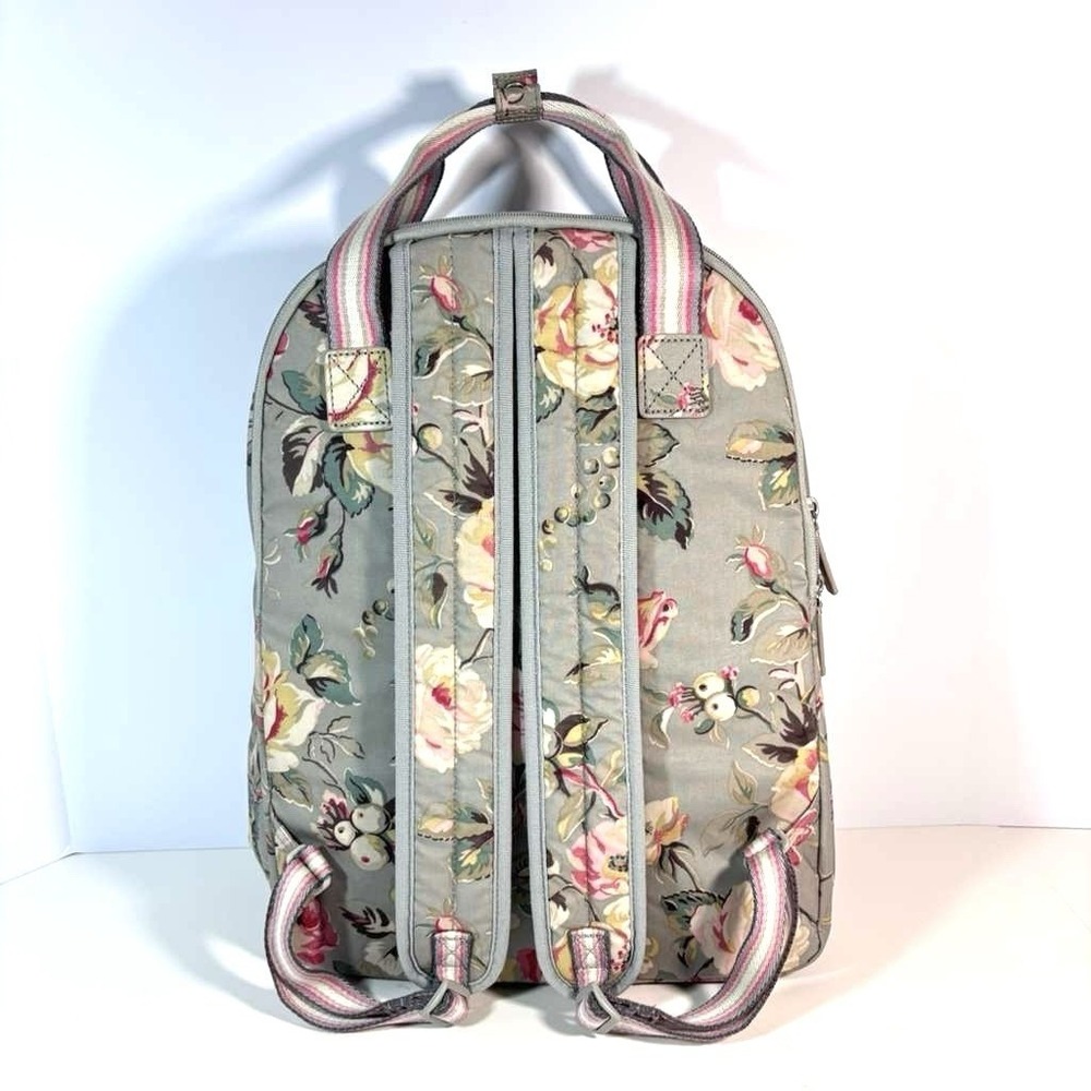 Cath Kidston Anemone Multi Pocket Backpack W/13" Travel Bag Rose Print Gray Pink - Picture 3 of 9
